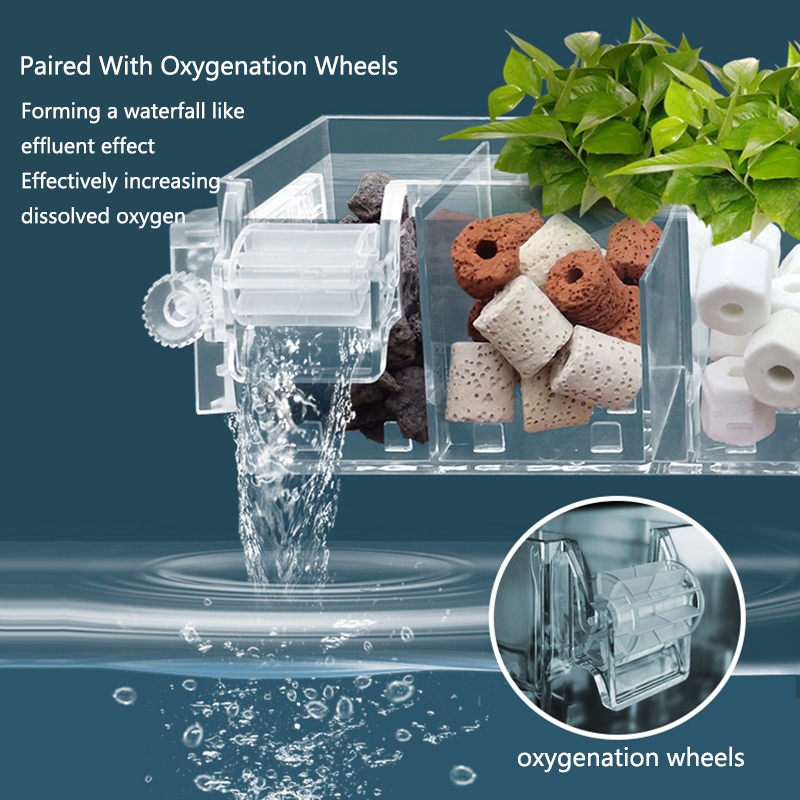 Fish Tank Waterfall Filter Box Wall Mounted Built-in Silent Circulating Water Purifier For Fish Tank Aquarium With Water Pump