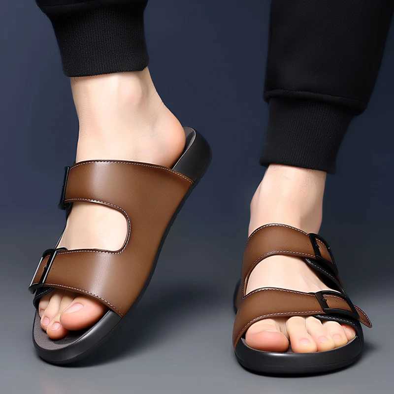 Summer mens comfortable luxury sandals Fi casual outdoor beach breathable base shoes leather mens sandalsXJ250326