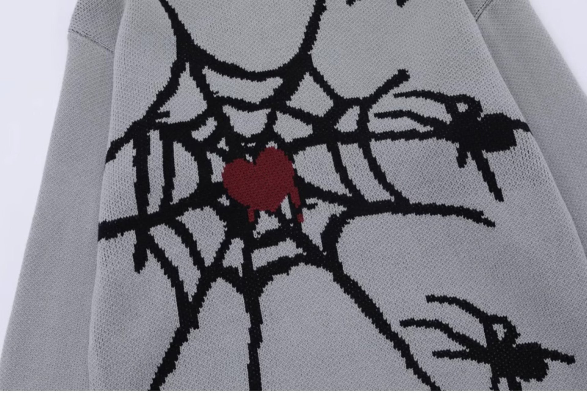 Halloween Men Sweaters Trendy Brand Dark Spider Jacquard Ragged Thread Clothes Mens Winter High Street Long Sleeve Knitted Sweater Casual Mens crew ne
