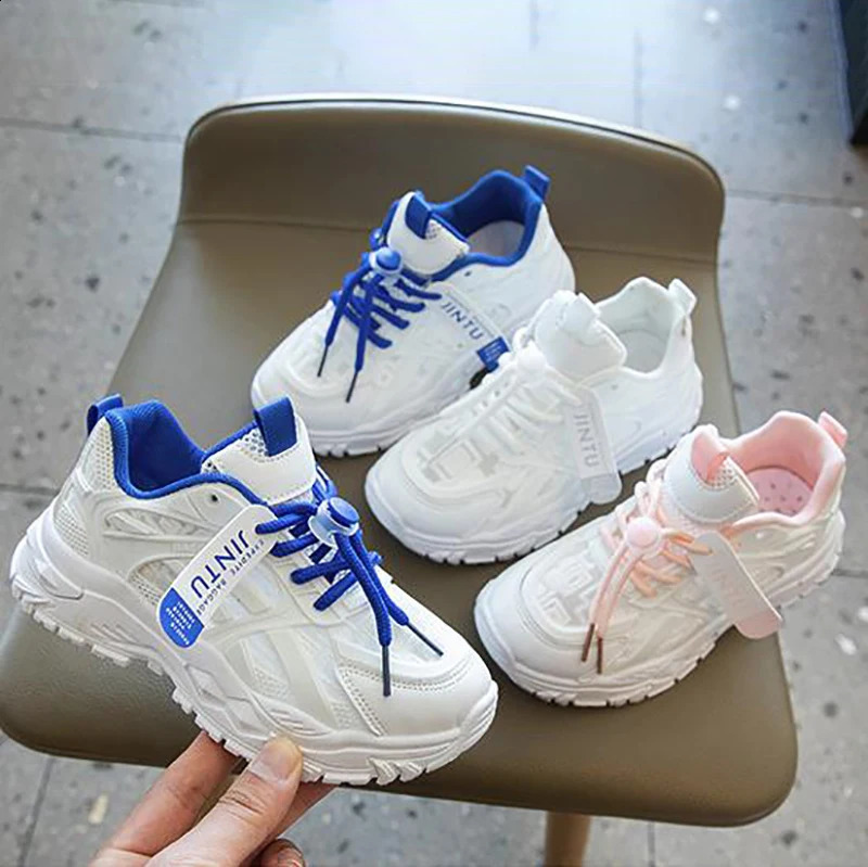 Childrens sports shoes for girls and boys summer new casual sports shoes comfortable and breathable running shoes white apartment size 26~37# 240912