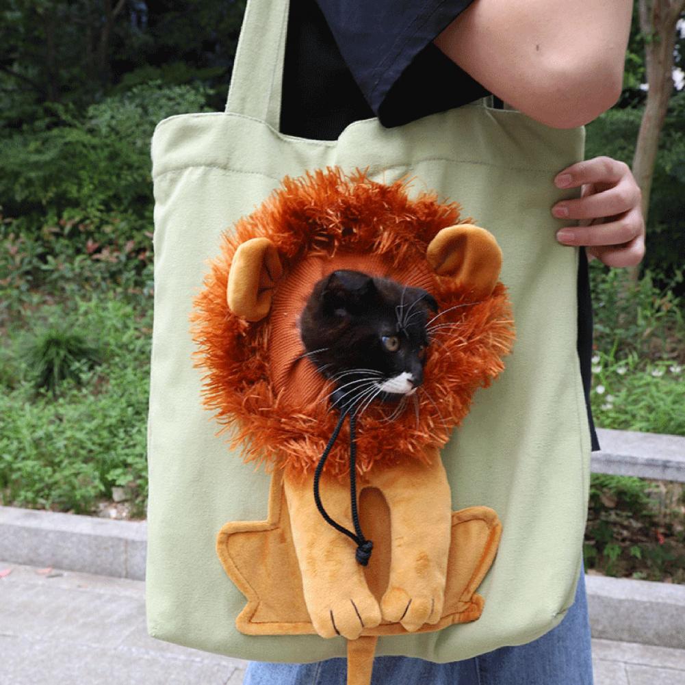 Cat Carrying Traveling Bag Pet Carrying Bag Large Capacity Drawstring Hole Lion Modeling Pet Dog Pet Supplies