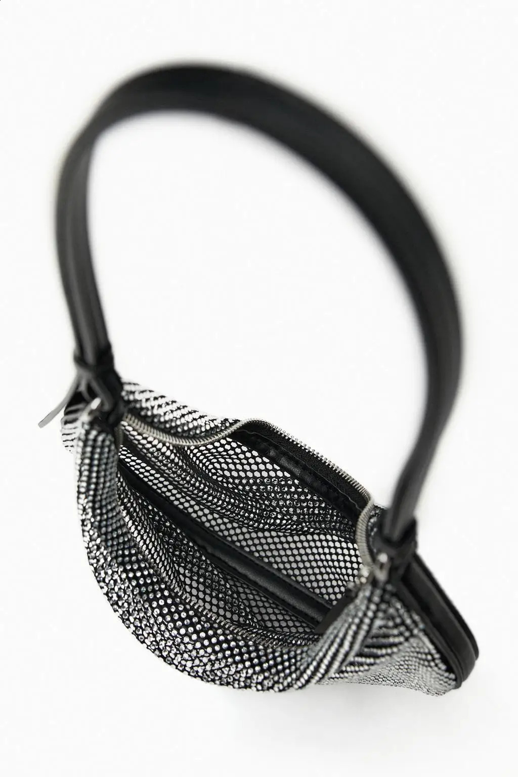 Fashion Sequins Mesh Women Shoulder Bags Shinny Half Moon Lady Handbags with Wallets Hobos Summer Party Purses 240907