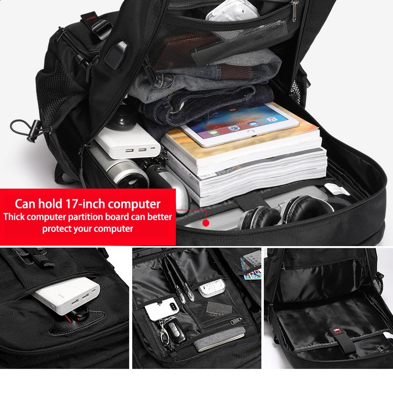 Multifunctional Travel Backpack Men Waterproof Business Bag Expandable USB Shoulder Bag Large Capacity 17.3 Laptop Bag Mochila 240910