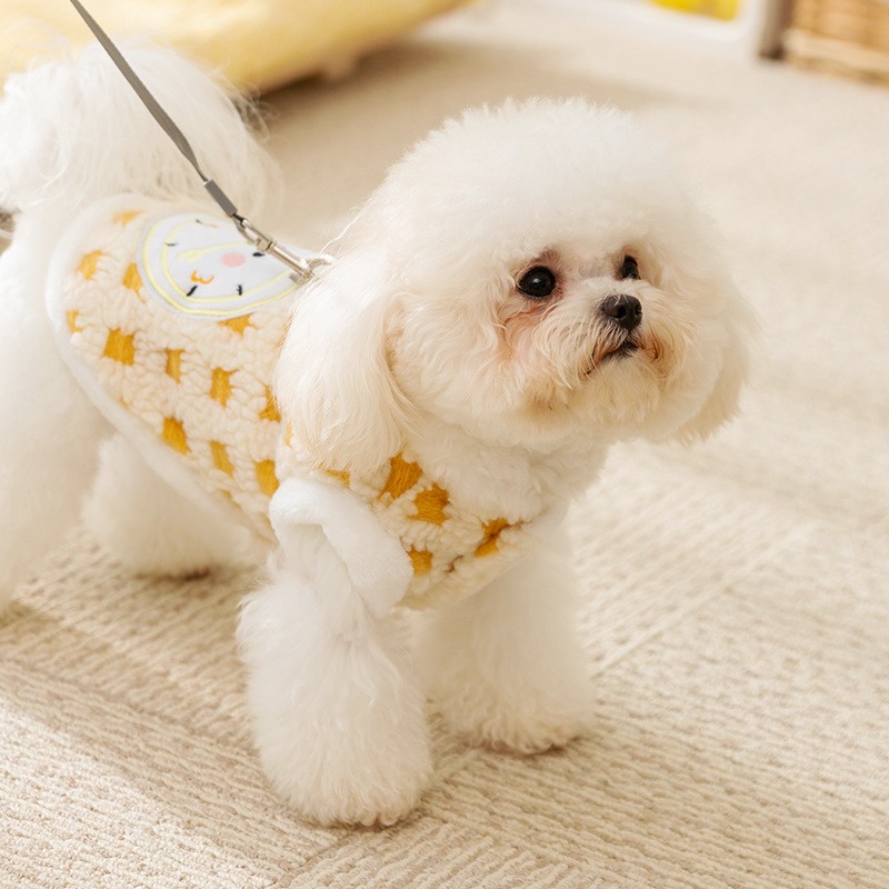 Pet Dog Coat Autumn Winter Warm Fleece Dog Clothes Time Plaid Puppy Vest Pet Dog Hoodie with D-Ring Chihuahua 2024 Dog Costume