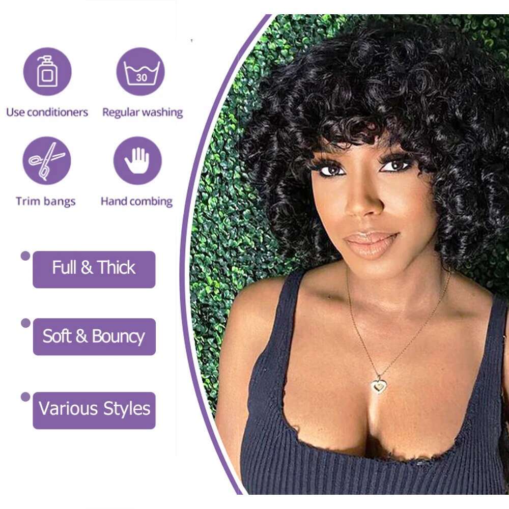 Egg Curls Bob With Bangs Brazilian Virgin Short Rose Wig For Women Glueless Bouncy Curly Human Hair Wigs
