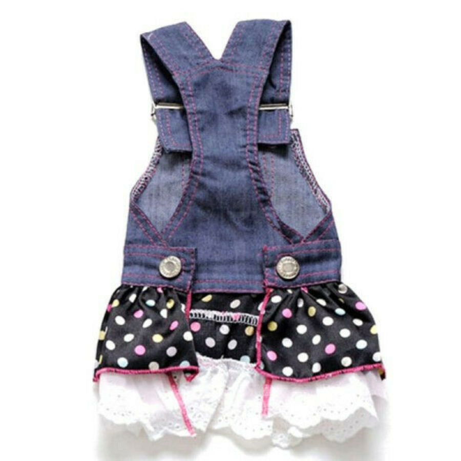 Summer Pet Dot Dress For Dogs Skirt Spring Denim Dog Wedding Clothes H260129