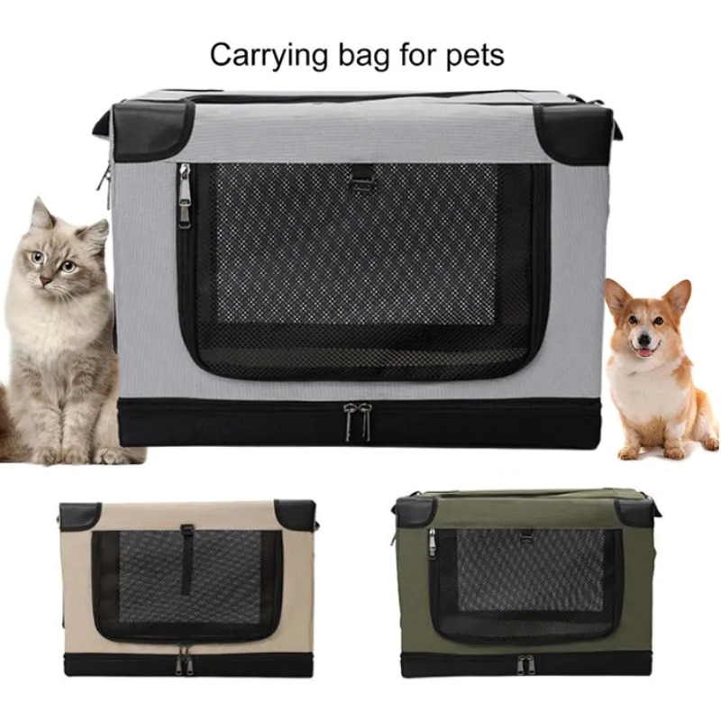 Pet car dog cage dog car seat breathable visible pet car bag top skylight dog carrying box