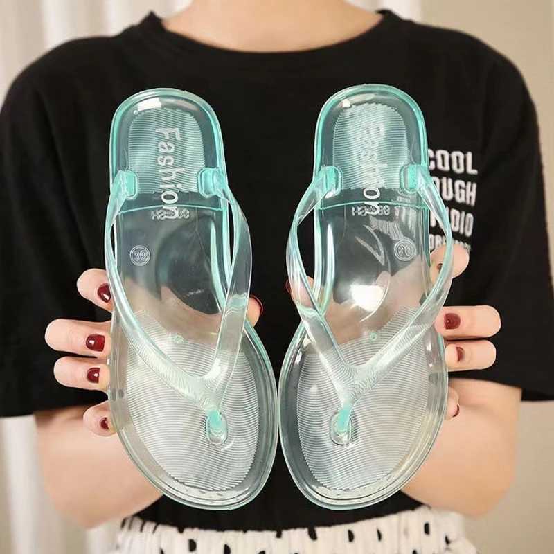 Beach flip womens moon sandals summer jelly shoes girls transparent slider solid Fi PVC flat N sliderXJ250407