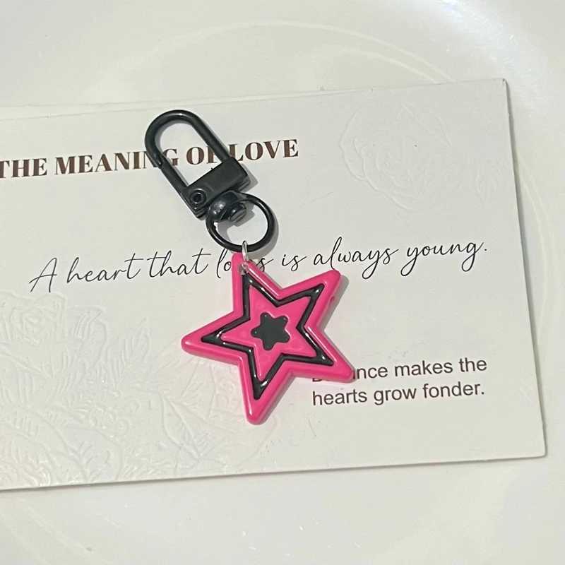Rose Red Pentagon Star Keychain Pendant Girl Fashion Cartoon Creative Backpack Shoe Bag Keychain Accessories W240911