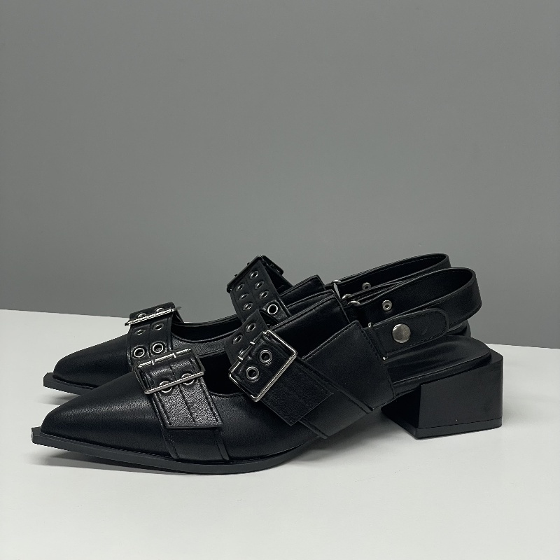 Women Flat With Shoes 2024 Designer Luxury Buckle Fashion Ladies Flats Shoes Slingback Pointed Toe Casual Female Sandals Mules NOXYZ15