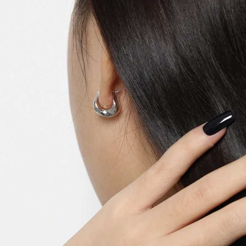 Luxury Irregular Solid Hoop Earrings Original U-shaped S925 Sterling Silver Earring for Fashion Women Designer Fine Jewelry GiftX240912