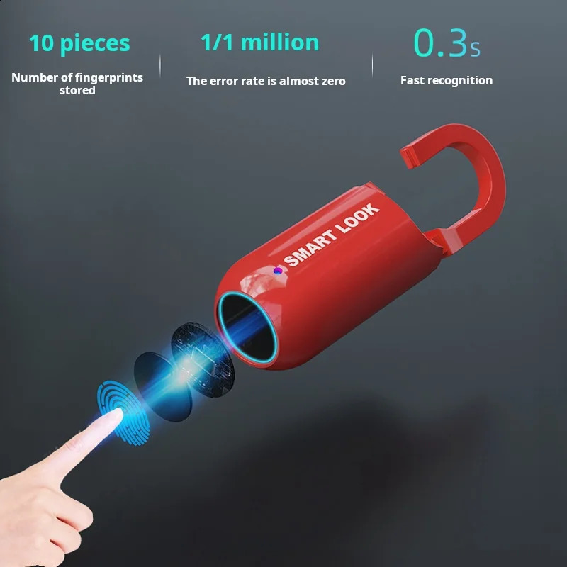 Luggage fingerprint padlock furniture lock USB charging ultra long standby code outer shell backpack lock 240907
