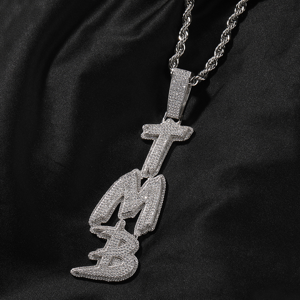 Hip Hop DIY A-Z Letters Custom Name Pendant Necklaces 5A Zircon Real Gold Plated