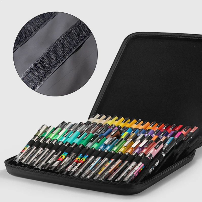 POSCA Permanent Marker Multi-Function Carrying Case Zippered Canvas Pen Holder for 72 Markers Lipsticks Organize Stationary 240904