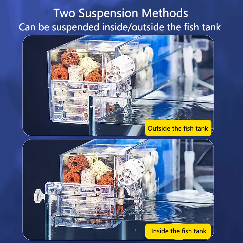 Fish Tank Waterfall Filter Box Wall Mounted Built-in Silent Circulating Water Purifier For Fish Tank Aquarium With Water Pump