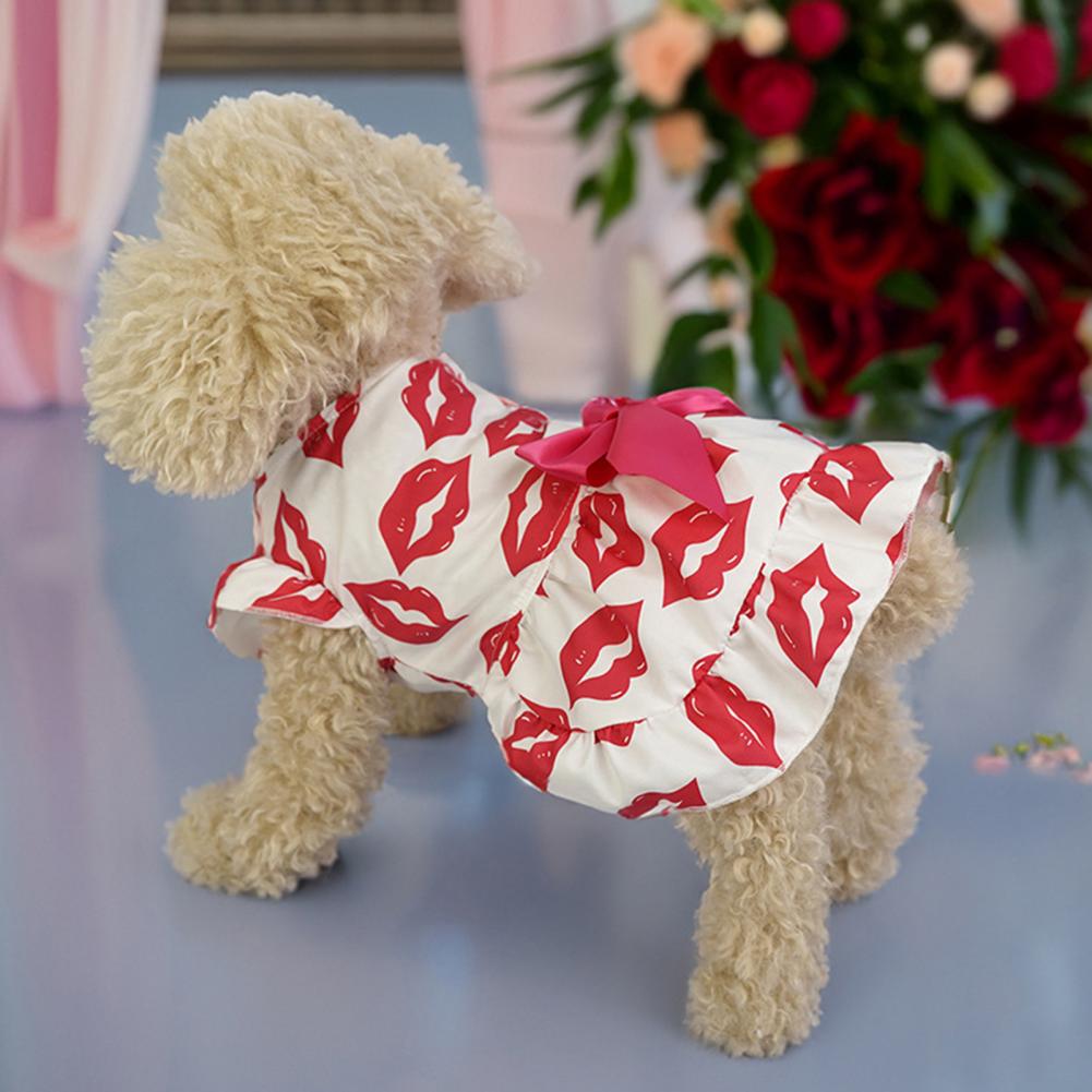 Pet Dress with Bow Decoration Charming Pet Dress Charming Bow Decoration Pet Dress Comfortable Cartoon Print Dog for Furry