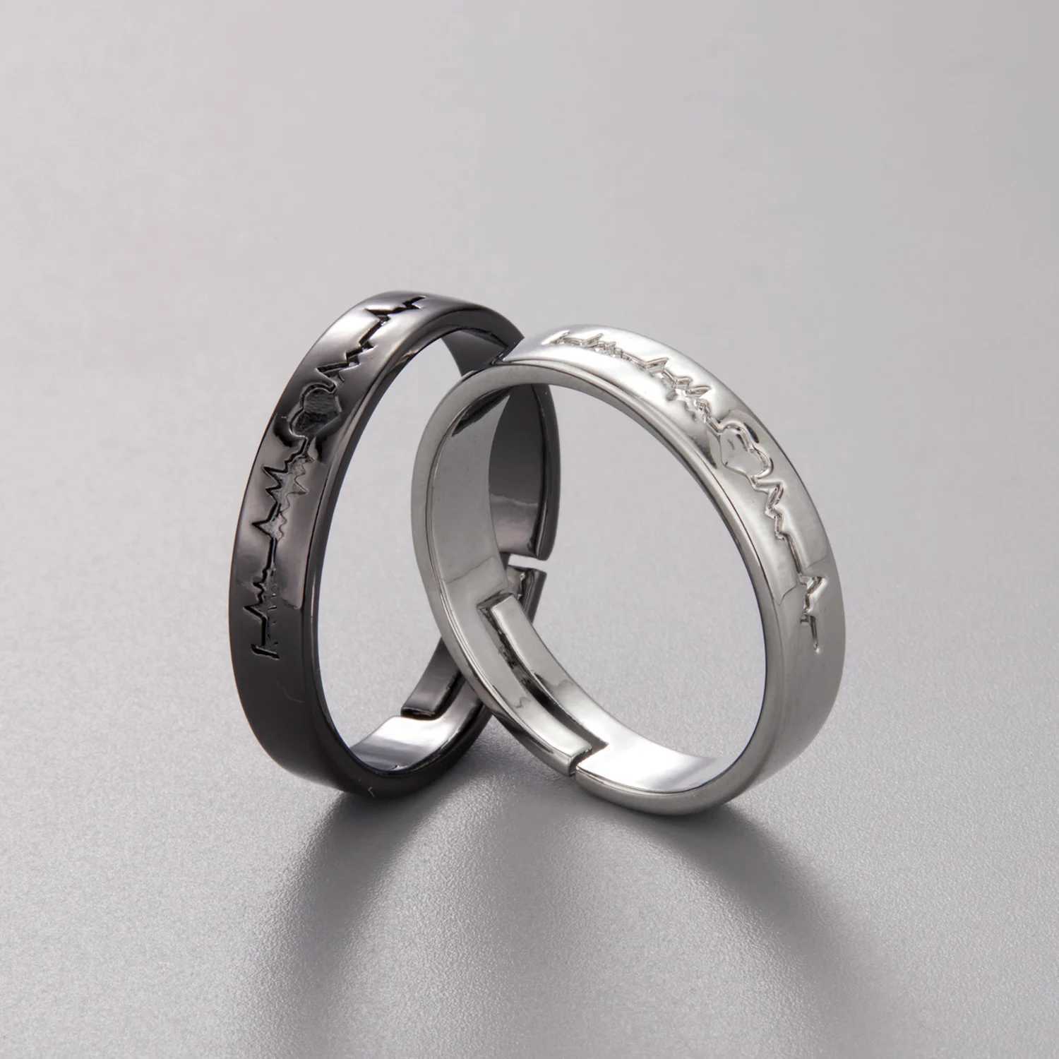Classic Sun Moon Open Couple Ring Mens Romantic Black and White Matching Finger Ring Set Jewelry Wedding Anniversary Gift W250207