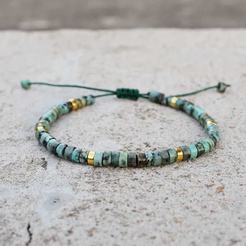 4mm Natural Stone Beads Braided Bracelet Small African Turquoise Bracelet for Women Men Handmade Bracelet Yoga JewelryX240912