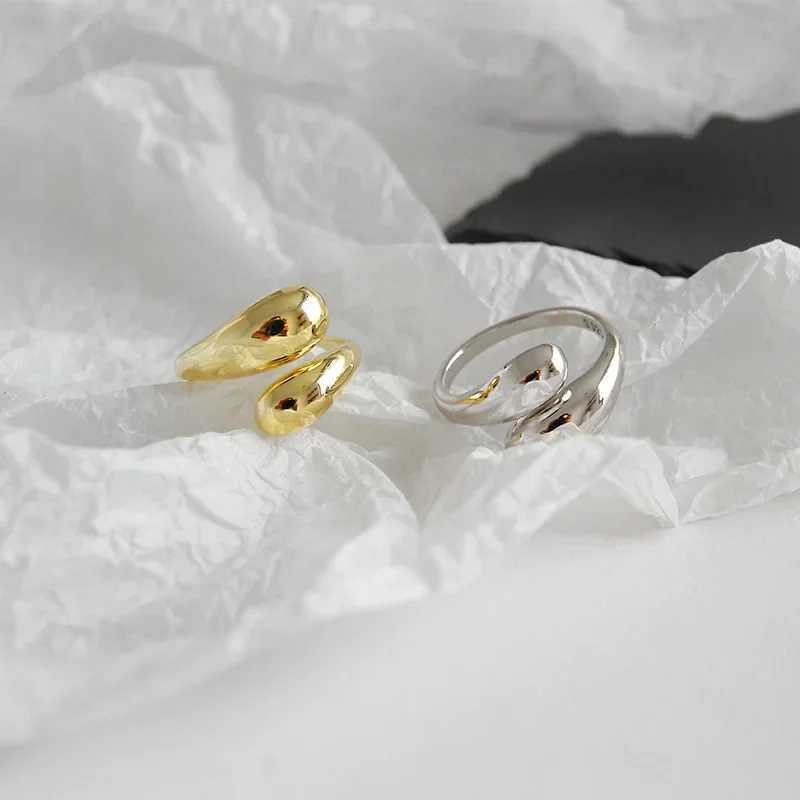 Stainless steel smooth double bead ring womens open gold geometric wedding ring couples ring aesthetic jewelry gift W2409124