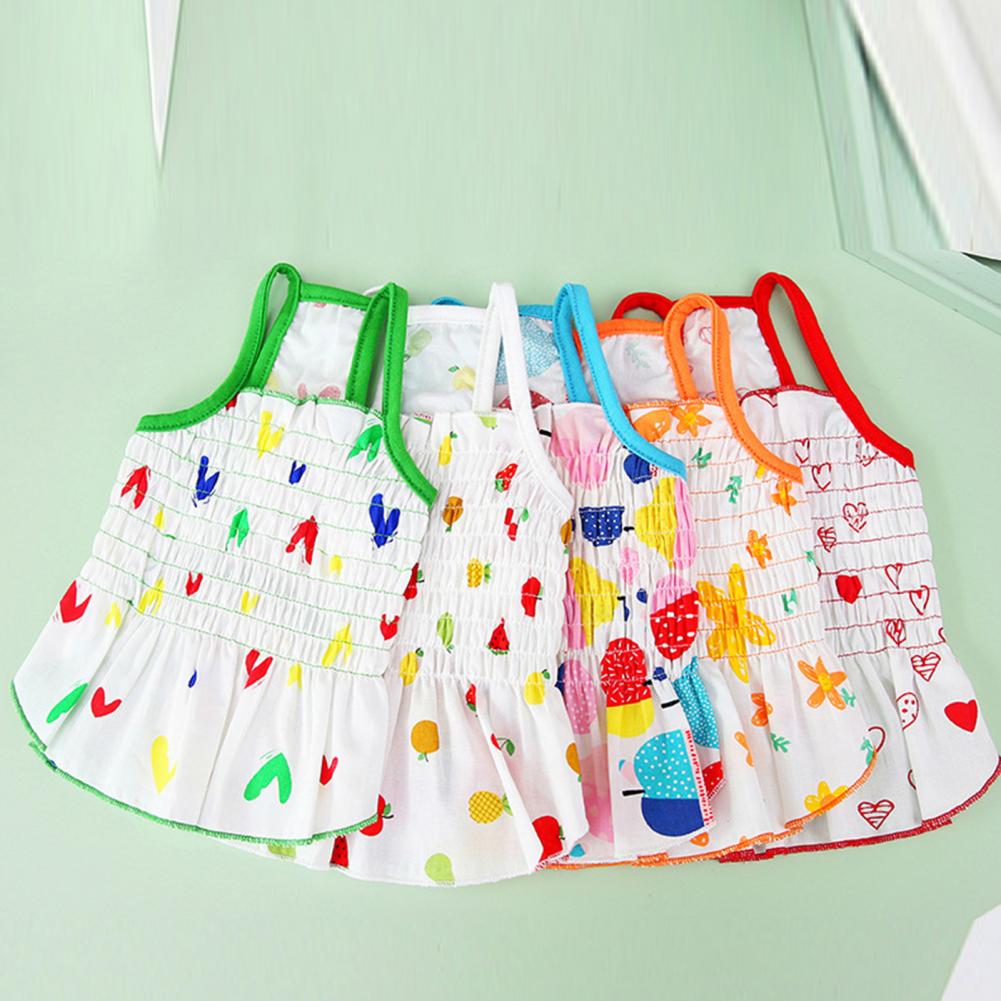 Summer Dog Dress Cartoon Pattern Decorating Cat Puppy Sling Dress Adorable Pullover Loose Neck Kitten Costume For Home Wear