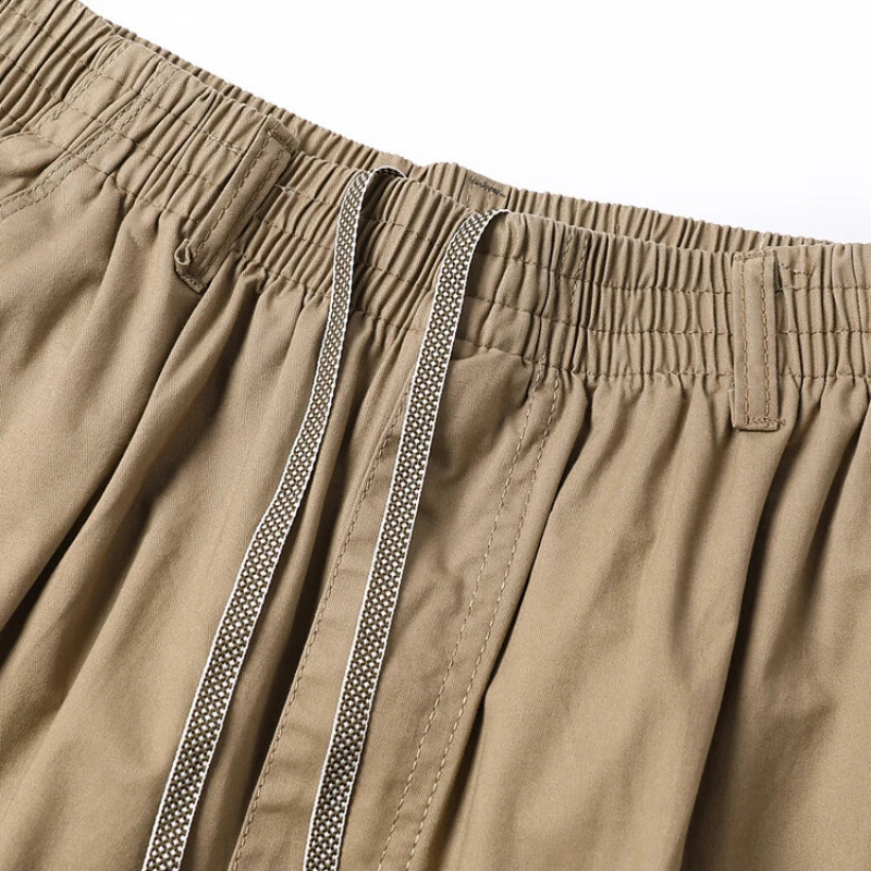 Mens 100% Cotton Sunwashed Pants Standard Fit Men Straight Cargo Trousers Casual Pants Monochromatic Elastic Waist 240911