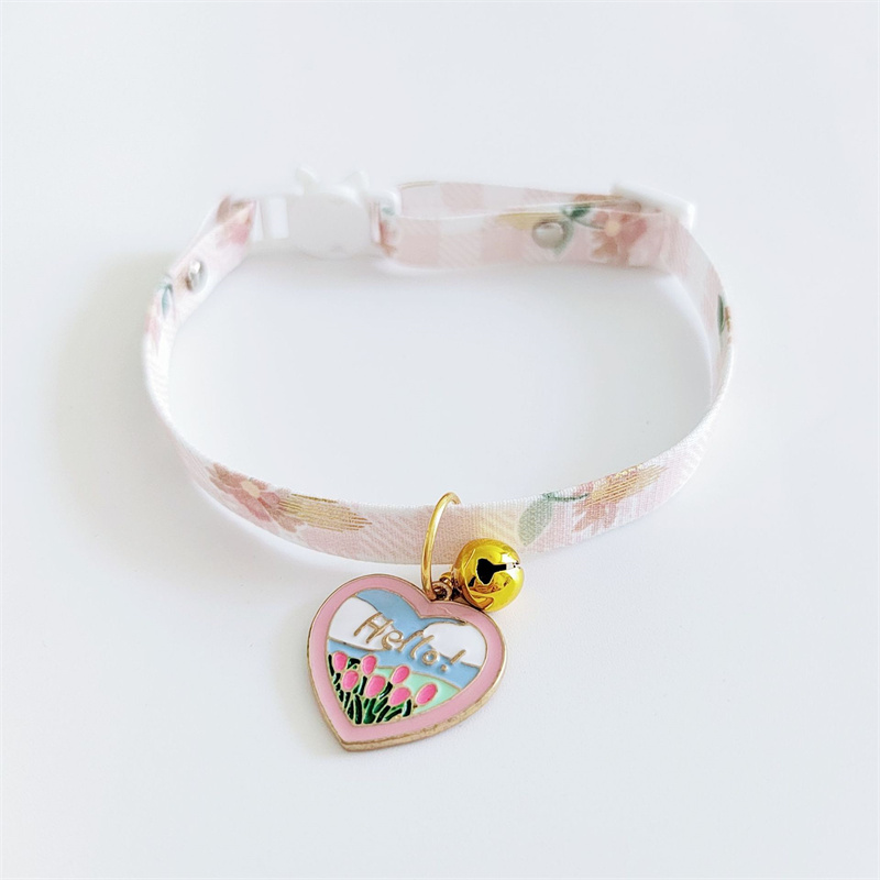 Cute Kitten Collar with Bell and Pendant Adjustable Safety Buckle Pet Collar for Cats and Puppies Pet Accessories Cat Products
