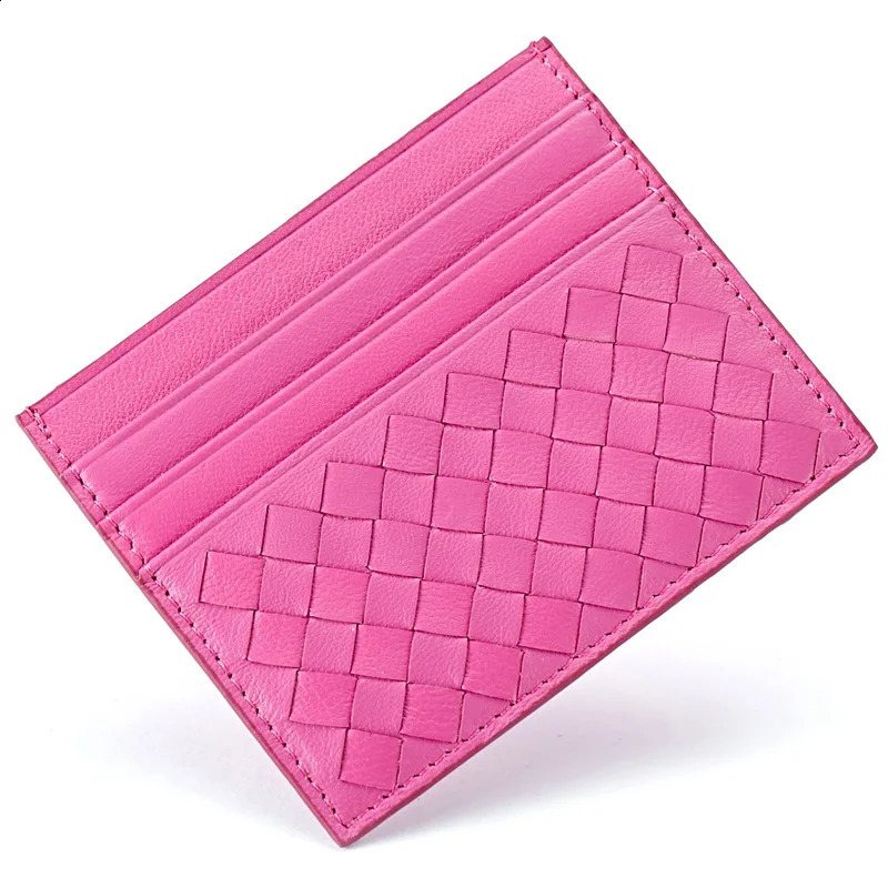 Alirattan Ultra Thin Sheepskin Card Case Portable For Women Multi Slot Bus Card Bag Mens Woven Certificate Bag Wholesale 240912