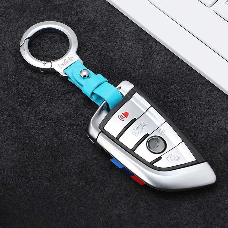Car keychain luxury leather keychain solid color keychain car accessories gift car keychain W24091125