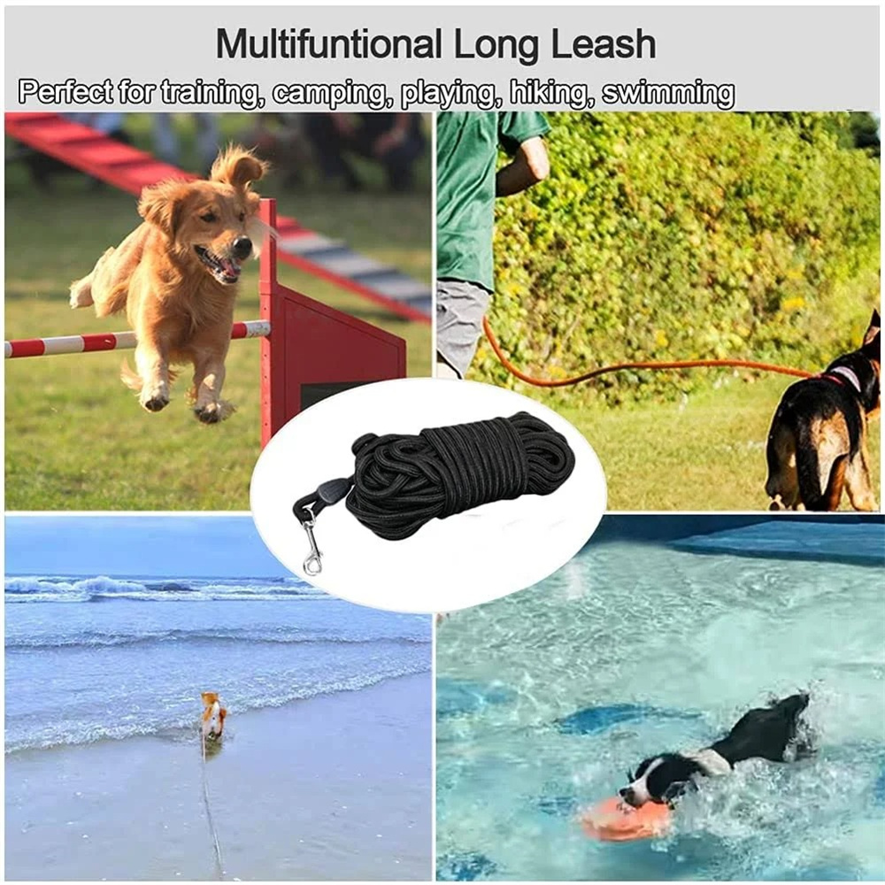 15FT/30FT/50FT Long Rope Training Dog Leash Heavy Duty Nylon Recall Pet Tracking Line for Small Medium Dog Pet Outside 5M/10M/15