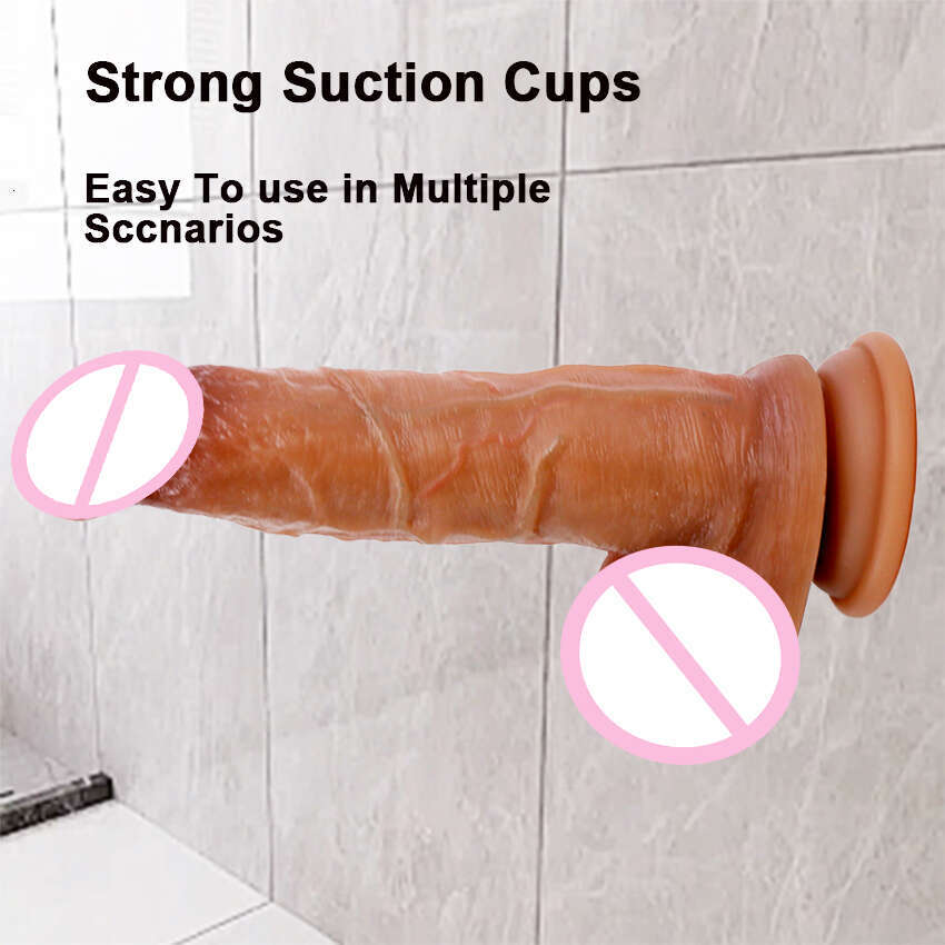 22.5cm Realistic Dildo with Suction Cup, Flexible G-Spot Curved Shaft for Women, Anal Sex Toys, Huge Big Fake with Ball, Easy to Clean