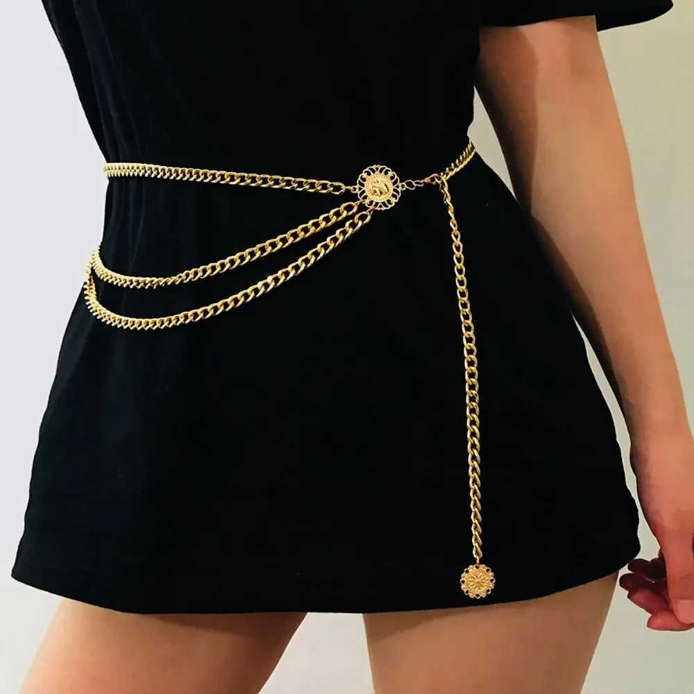 Boho Sexy Wen Fashion Belt Hip High Waist Gold Silver Narrow Metal Body Chain Block Edge New X250410
