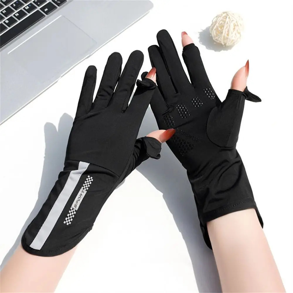 1Pair Sunscreen Gloves Thin Midlong AntiUV Mittens Ice Silk Elastic Cycling Driving Summer Spring Sun Protection 240906