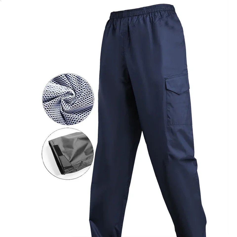 Waterproof rain pants black with pockets blue polyesternylon holiday vacation men 240912