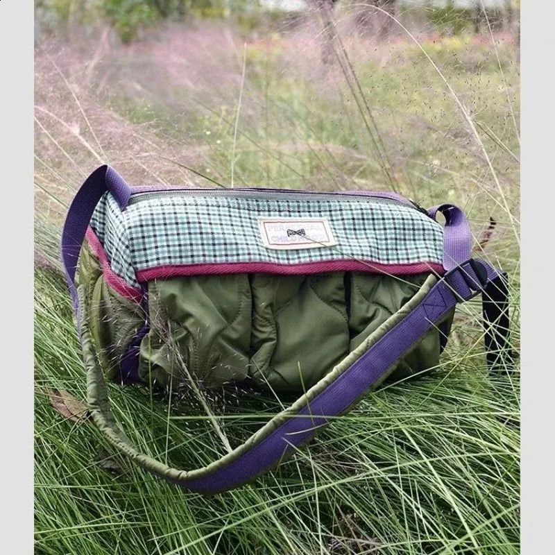 Patchwork Contrast Color Plaid Womens Handbags Vintage Grunge Harajuku Shoulder Bag Fashion Y2k Aesthetic Casual Crossbody Bags 240926