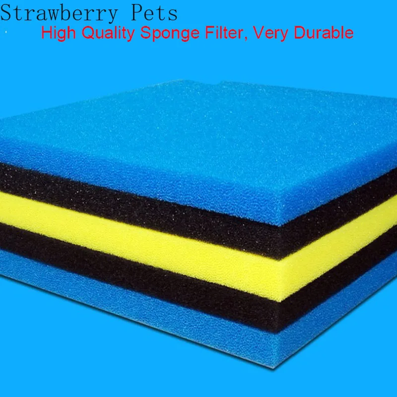 Black, blue, yellow 50cmx50cmx2cm Filtration Foam Aquarium Fish Tank Biochemical Filter Sponge Pad Skimmer Sponge Supply Tank