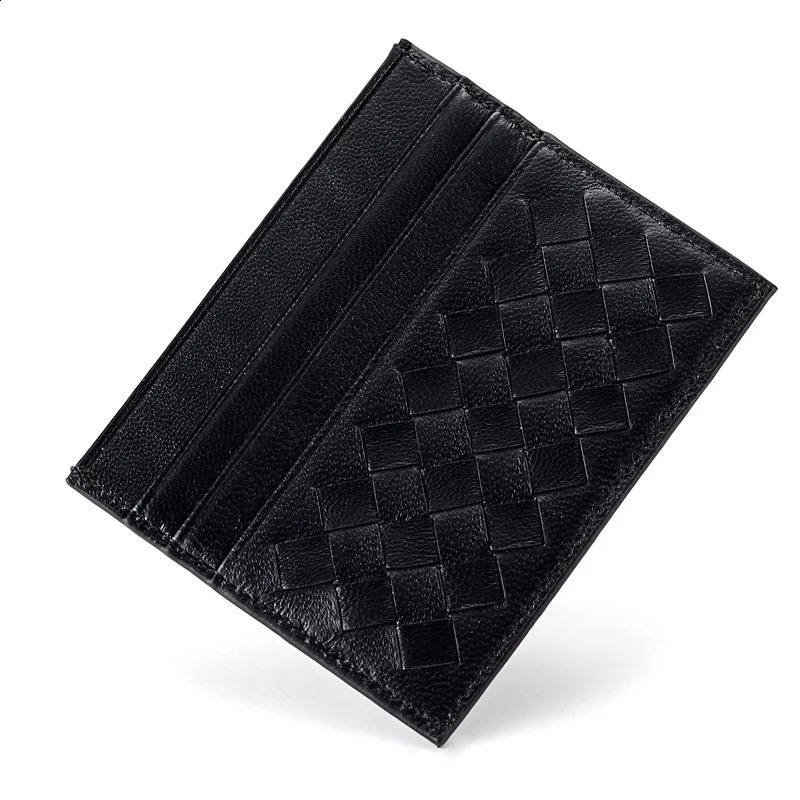 Alirattan Ultra Thin Sheepskin Card Case Portable For Women Multi Slot Bus Card Bag Mens Woven Certificate Bag Wholesale 240912