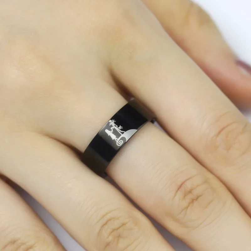 Stainless steel couple ring Halloween Jack and Sally lover ring engagement wedding ring party jewelry W240912