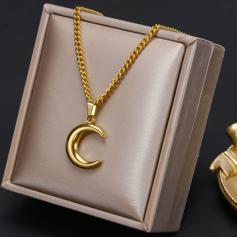 18k Gold Necklace Charm Designer Jewerlry Non Tarnish Stainless Steel Eye Queen Portrait Love Heart Moon Bible Cross Necklaces for Woman Man Gift Fine