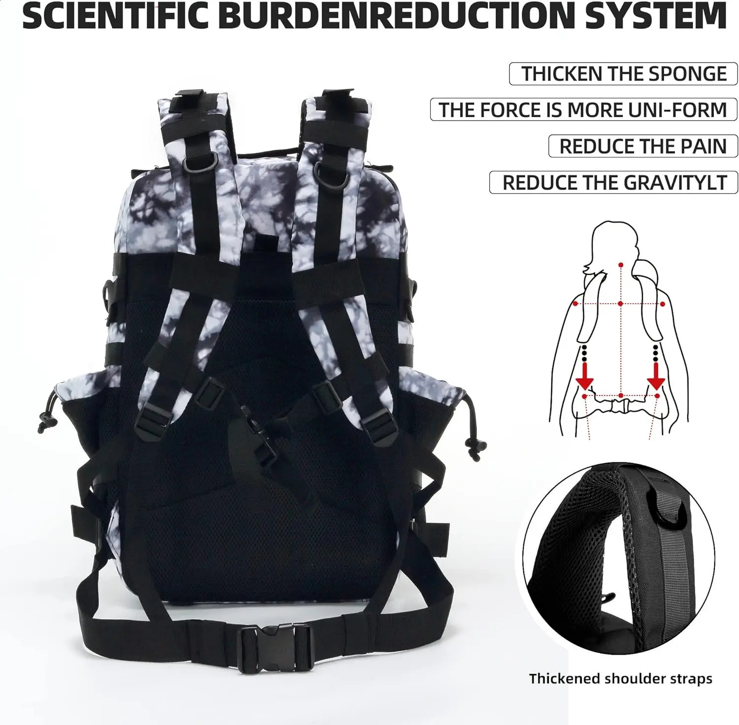 45L Tactical Backpack 3P Bag with Water Bottle Pocket Outdoor Hiking Pack Waterproof Climbing Rucksack Camping Trekking Mochila 240910