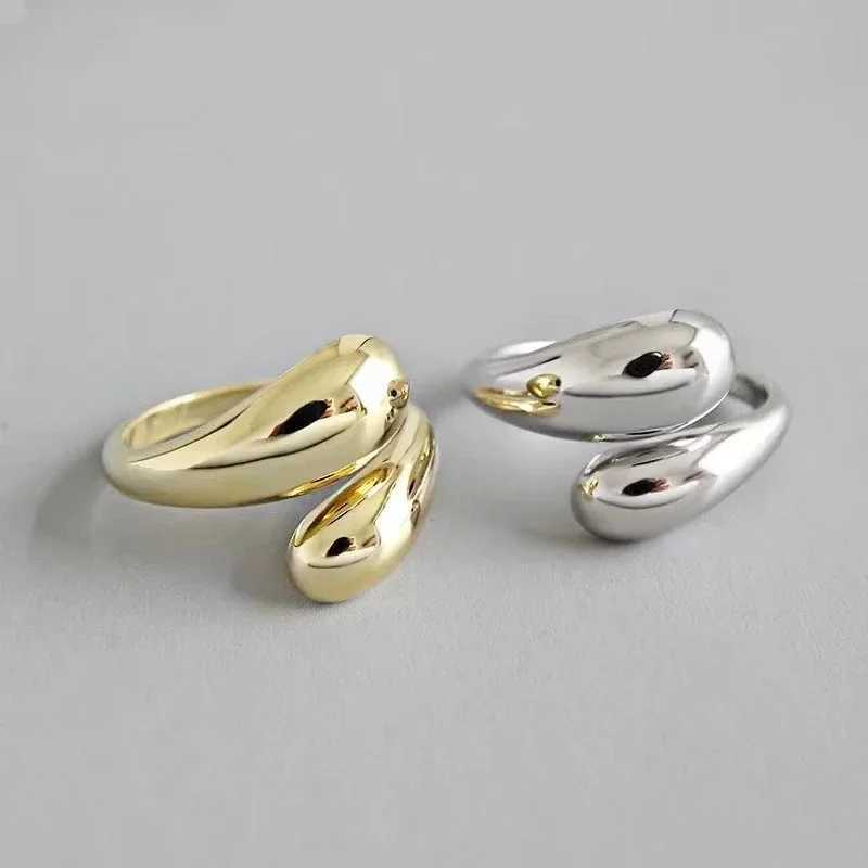 Stainless steel smooth double bead ring womens open gold geometric wedding ring couples ring aesthetic jewelry gift W2409124
