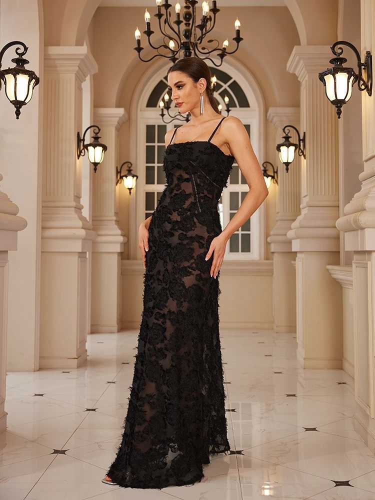 Mingmingxi Formal Occasion Dresses Maxi Black Appliques Dresses for Dancing Parties Long Elegant and Beautiful Women DressX240912