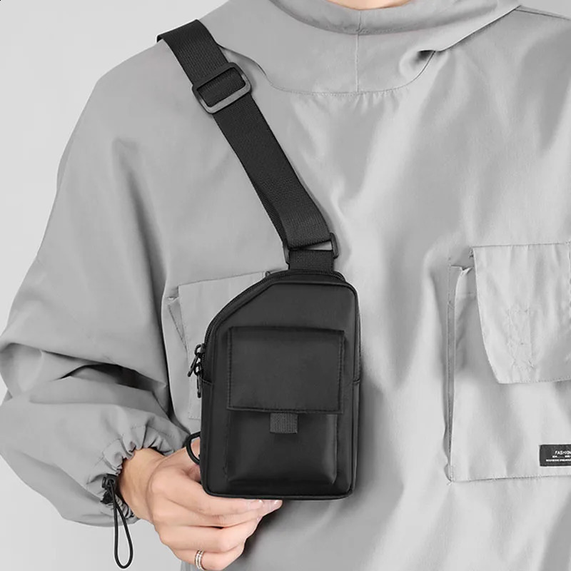 Fashion mens chest bag mens shoulder bag Oxford mens suspender cross body bag casual travel small phone bag 240907