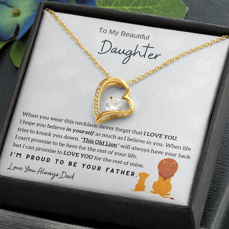 To My Daughter Gift Love You Heart Pendant Necklace Fashion Jewelry Women Girl Gifts Birthday Silver Gold Color Necklaces 240910