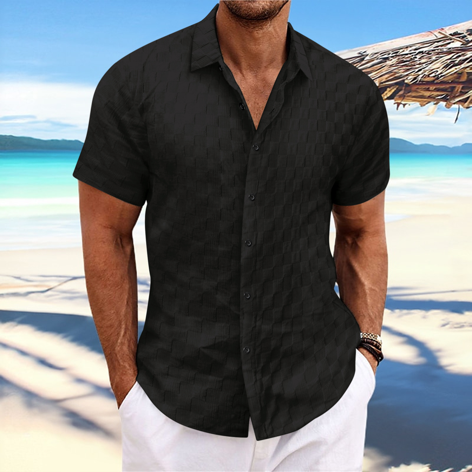 new mens plaid jacquard casual loose short sleeved shirt Designer Pant Hip hop High Street Motorcycle blouse Fashion Trend Unique shirts plus size l,x