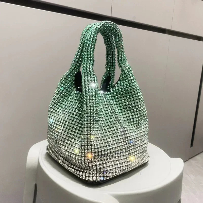Sparkling Crystal Clutch Wallet Bucket Shoulder Bag Rhinestone Handmade and Handbag y ner Night 240910