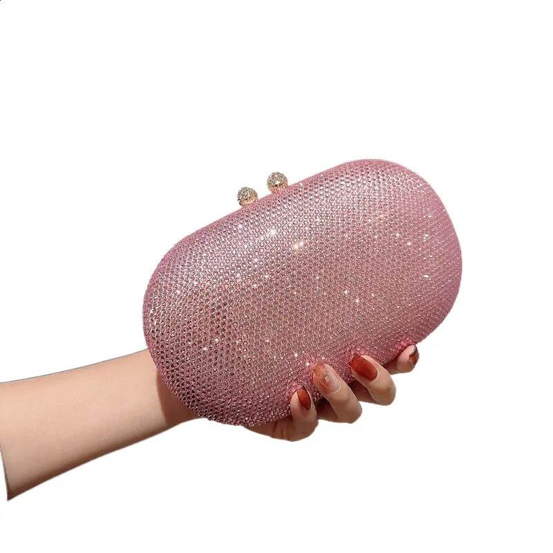 y Diamond Womens Clutch Elegant Rhinestone Evening Bag 4color Shining Wedding Party Handbag Chain 240910
