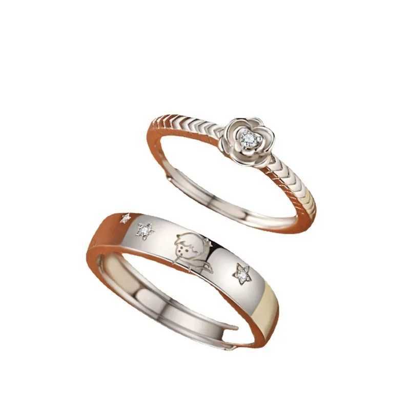 The new version of the Little Prince and Rose couple ring is a designated love token birthday gift for the girlfriends index finger ring W240912