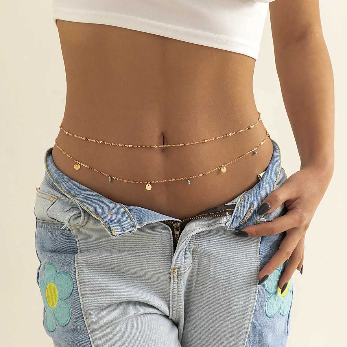 Multilayer New Boho Minimalism Spring Waist Beads Summer For Women Fashion Geometric Sequins Belly Chain Sexy Body Chain JewelryX2409