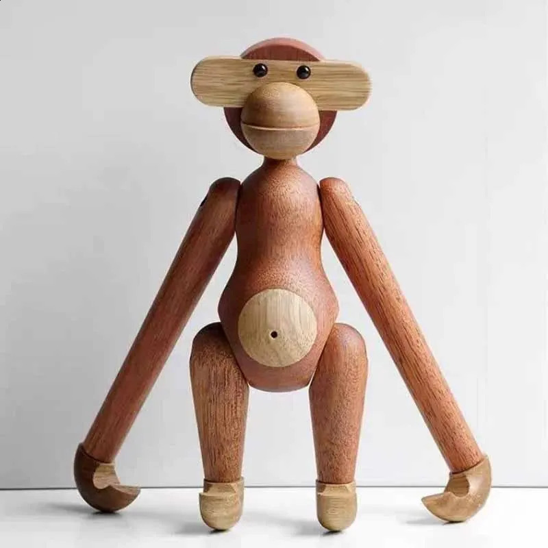 Wood Art Monkey Figurines Miniature Living Room Desktop Ornaments Creative Wall Hangings Interior Home Decoration Accessories 240902