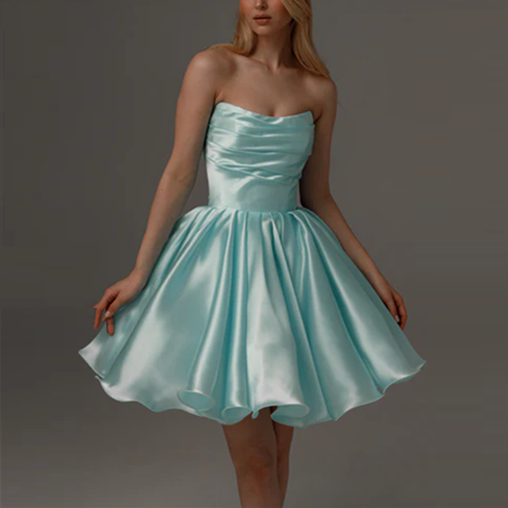 Aquamarine Cocktail Homecoming Dresses with Detachable Straps Strapless Graduation Dress Birthday Party Prom Formal Evening Gowns